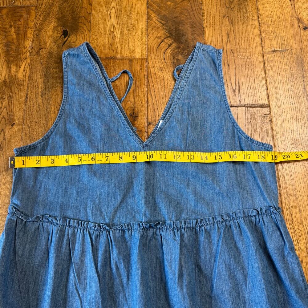 NWT True Craft Dress Chambray Denim Tiered Sundress Sleeveless Boho Summer Sz M - Picture 4 of 6